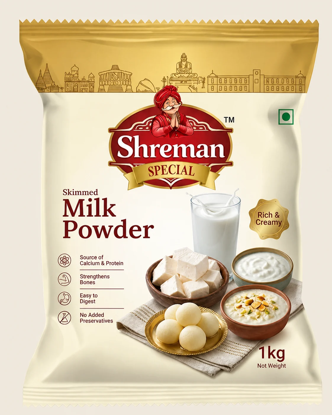 Shreman Special Skimmed Milk Powder 1 kg pouch